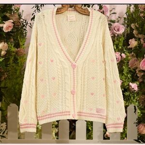 Taylor Swift Authentic Lover Album Cardigan NWT Pink Heart Sweater Size XS/S